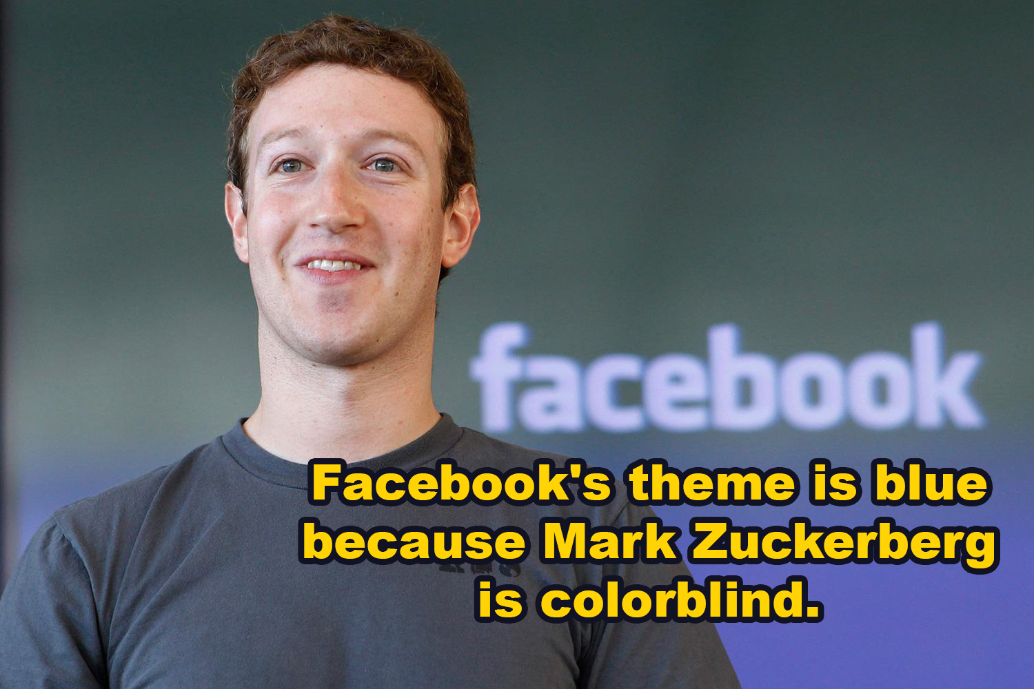 mark zuckerberg - facebook Facebook's theme is blue because Mark Zuckerberg is colorblind.