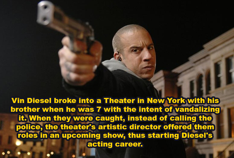 vin diesel babylon ad - Vin Diesel broke into a Theater in New York with his brother when he was 7 with the intent of vandalizing it. When they were caught, instead of calling the police, the theater's artistic director offered them roles in an upcoming s