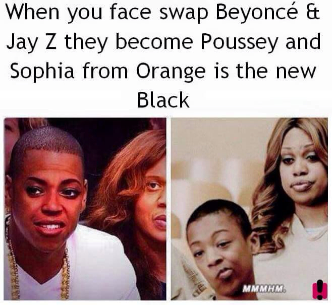 jay z beyonce face swap - When you face swap Beyonc & Jay Z they become Poussey and Sophia from Orange is the new Black Mmmhm