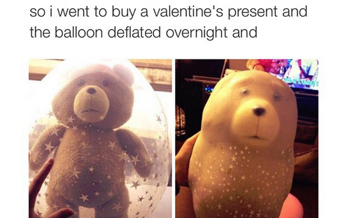 longer you look the funnier it gets - so i went to buy a valentine's present and the balloon deflated overnight and