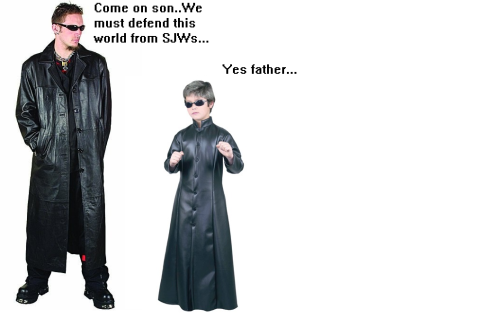 neckbeard matrix - Come on son.. We must defend this world from Sjws... Yes father...