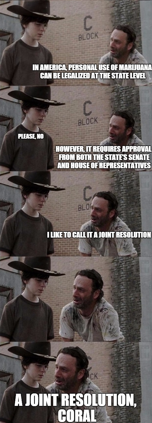carl twd meme - Bloe In America Personalese Of Marijuana Can Be Lecated At The State Level Bloc Perse No However, It Requires Approval From Both The States Senate And House Of Representatives To Call It A Joint Resolution A Joint Resolution, Coral