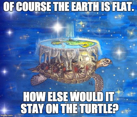 flat earth meme - Of Course The Earth Is Flat. How Else Would It Stay On The Turtle? Imgflip.com