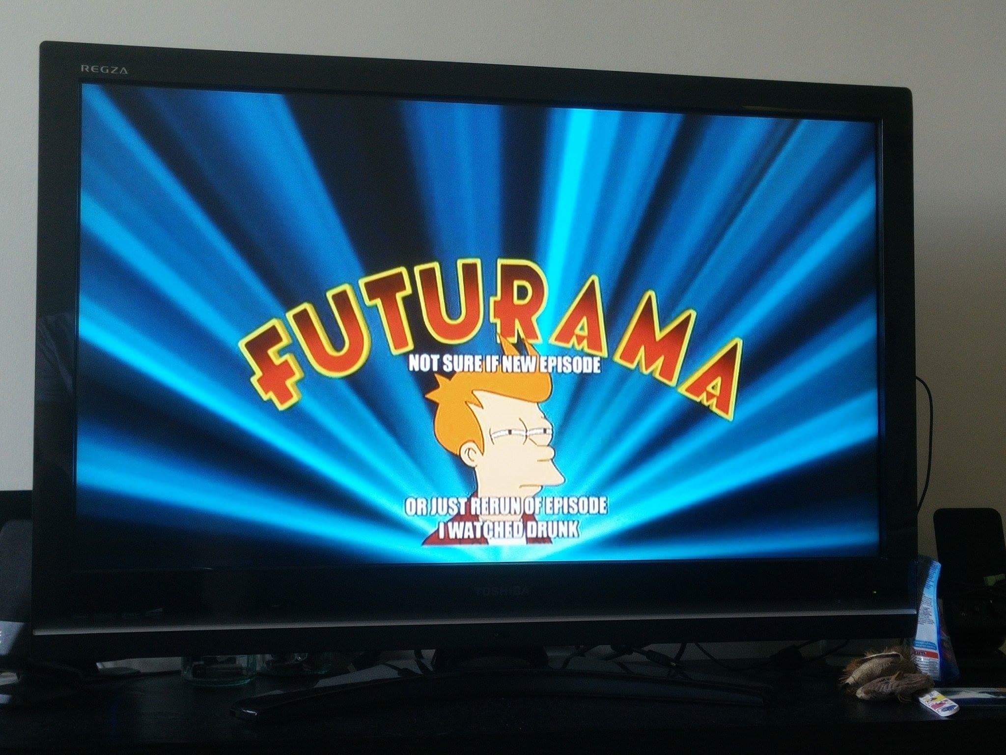screen - Regza Tuturama Not Sure If New Episode Or Just Rerunof Episode Watched Drunk