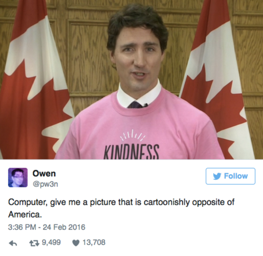 justin trudeau pink shirt - Owen Computer, give me a picture that is cartoonishly opposite of America. 7 9,49913,708
