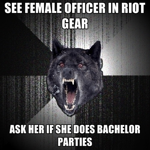 ireland - See Female Officer In Riot Gear Ask Her If She Does Bachelor Parties