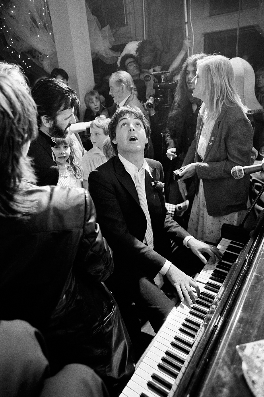 Paul McCartney at Ringo Starr’s wedding, 1981.