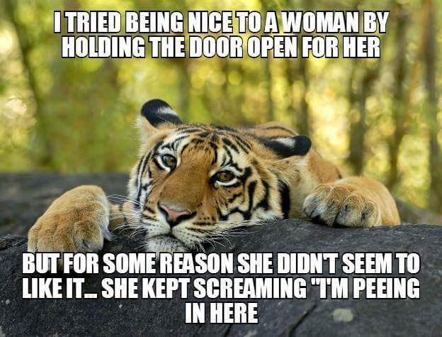 its not rape if you yell surprise - I Tried Being Niceto A Woman By Holding The Door Open For Her But For Some Reason She Didnt Seem To Itshe Kept Screaming "Tm Peeing In Here