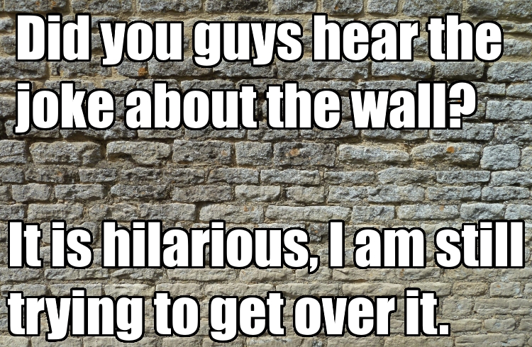 wall puns - Did you guys hear the joke about the wall? It is hilarious, I am still trying to get over it.