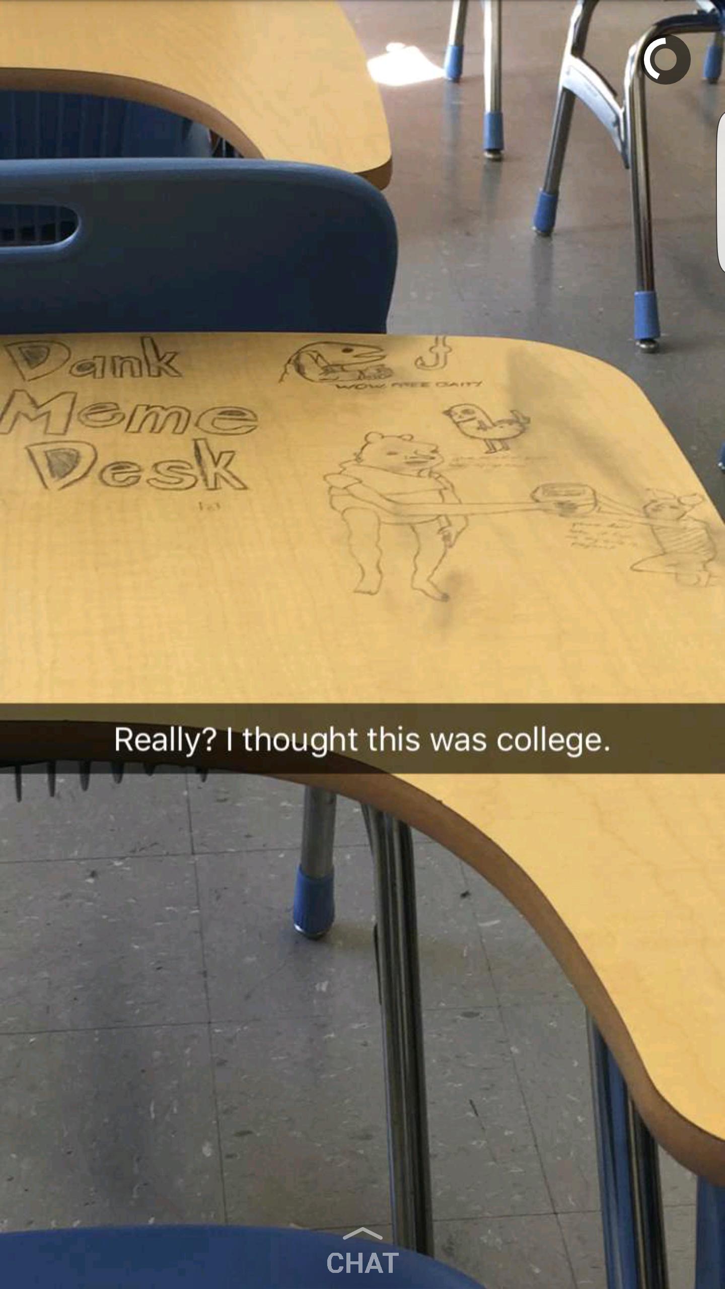 table - Dank Meme Desk Really? I thought this was college. Chat