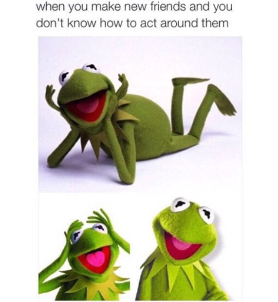 kermit the frog - when you make new friends and you don't know how to act around them