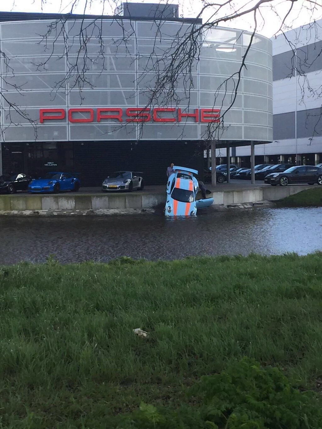 porsche in water