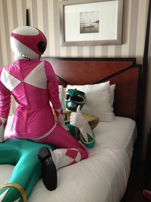 power rangers green and pink