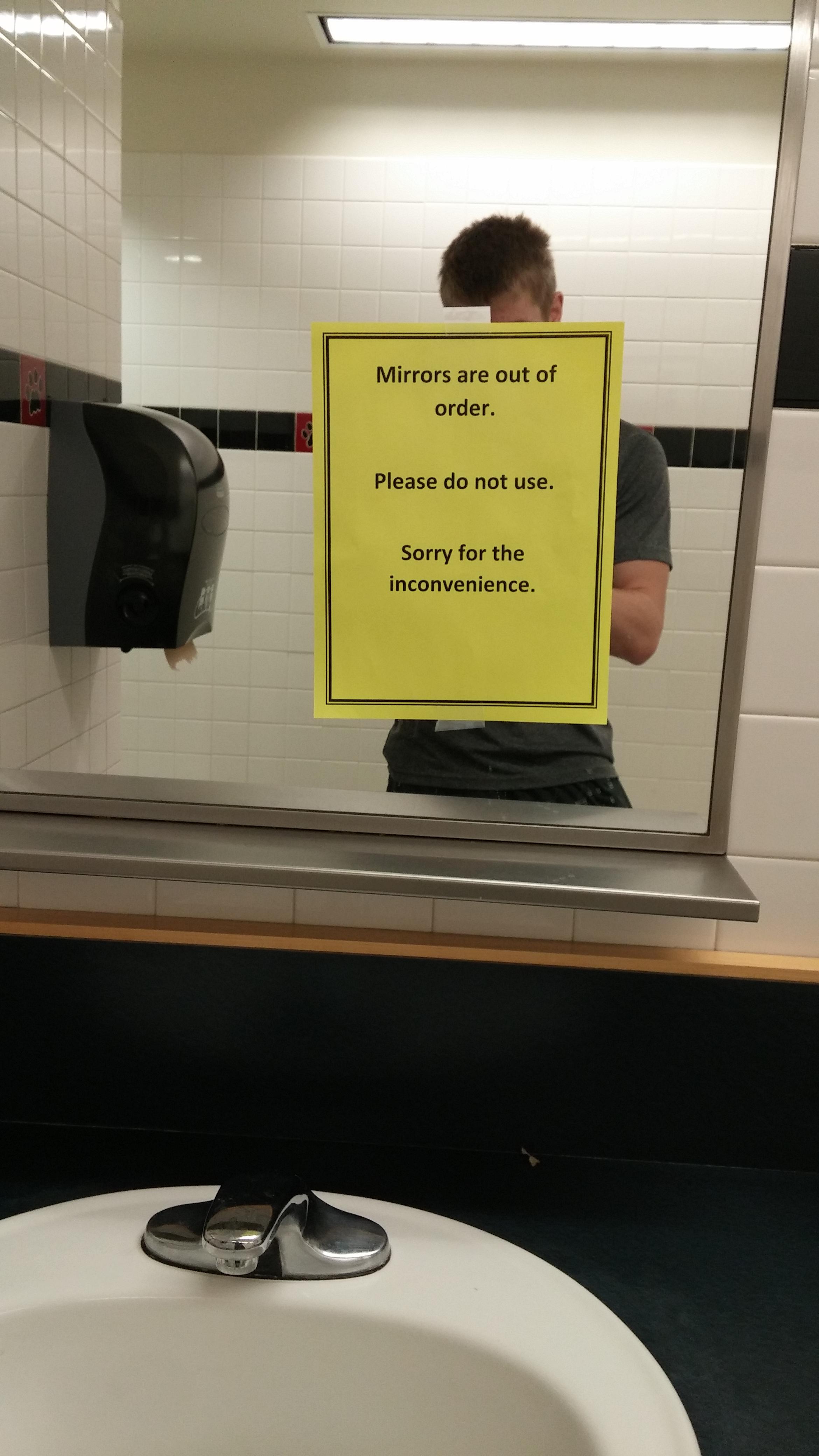 funny things to put in bathroom - Mirrors are out of order, Please do not use. Sorry for the