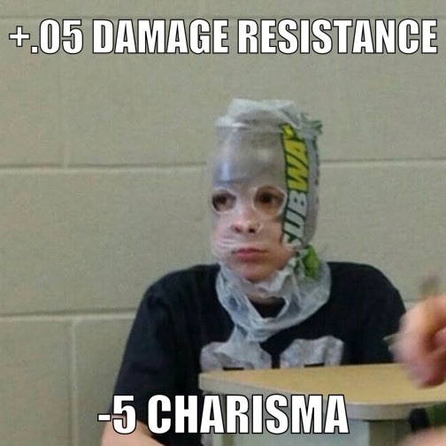 subway mask kid - .05 Damage Resistance Asubuan 5 Charisma