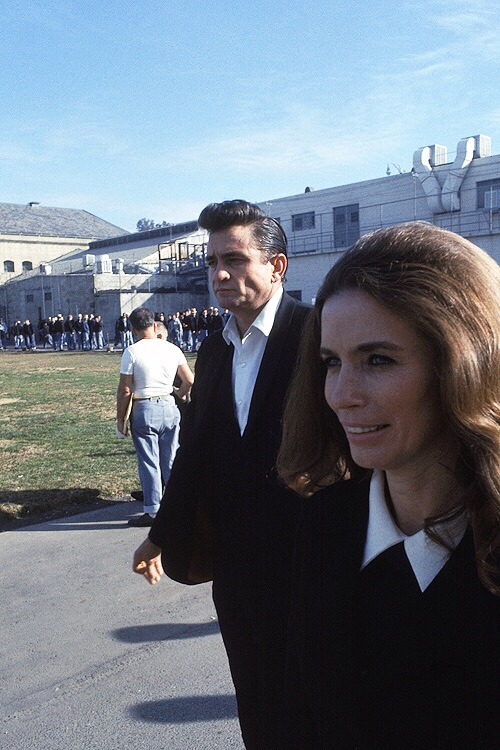 Johnny Cash and June Carter Cash at Folsom Prison (1968).