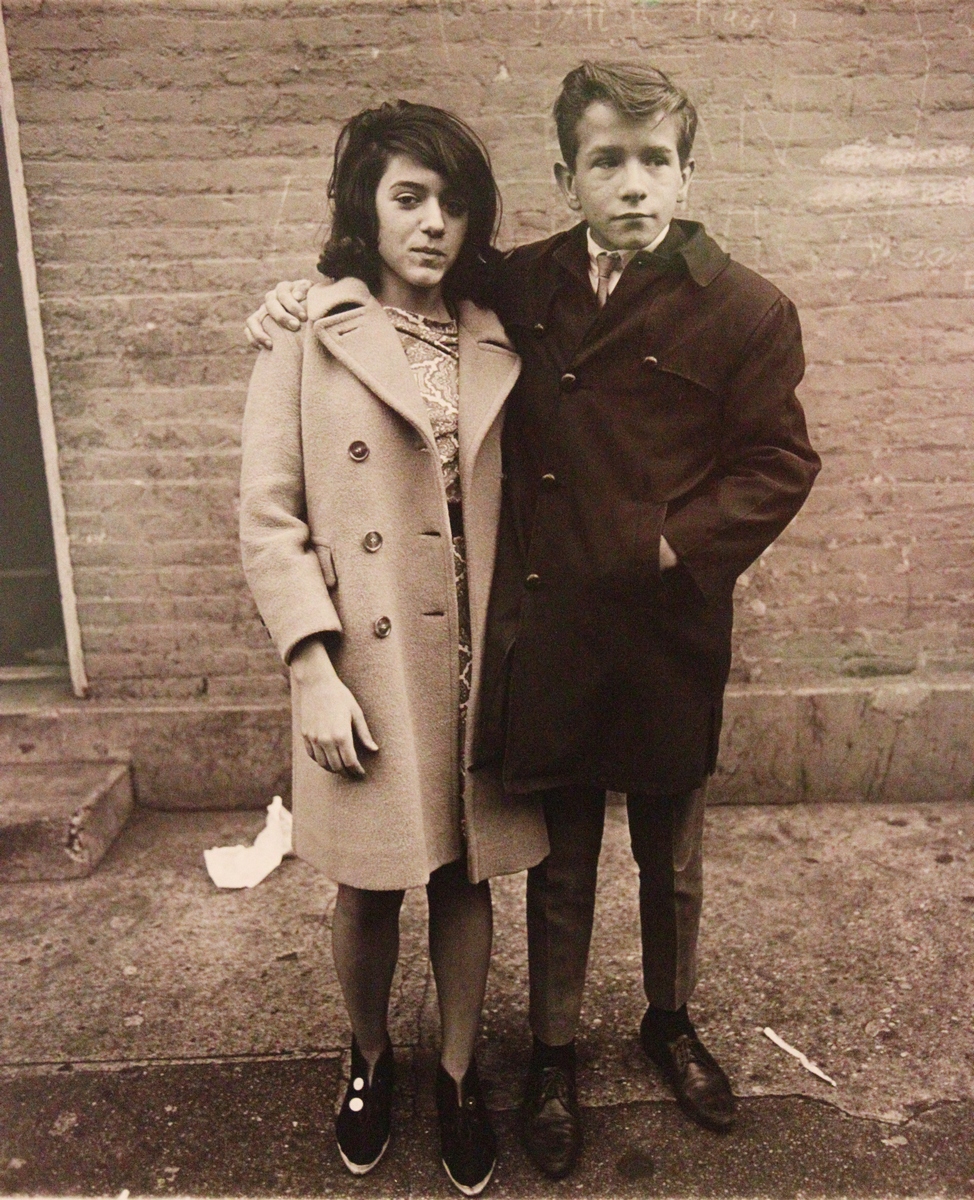 Teenage couple on Hudson Street, NYC in 1963.