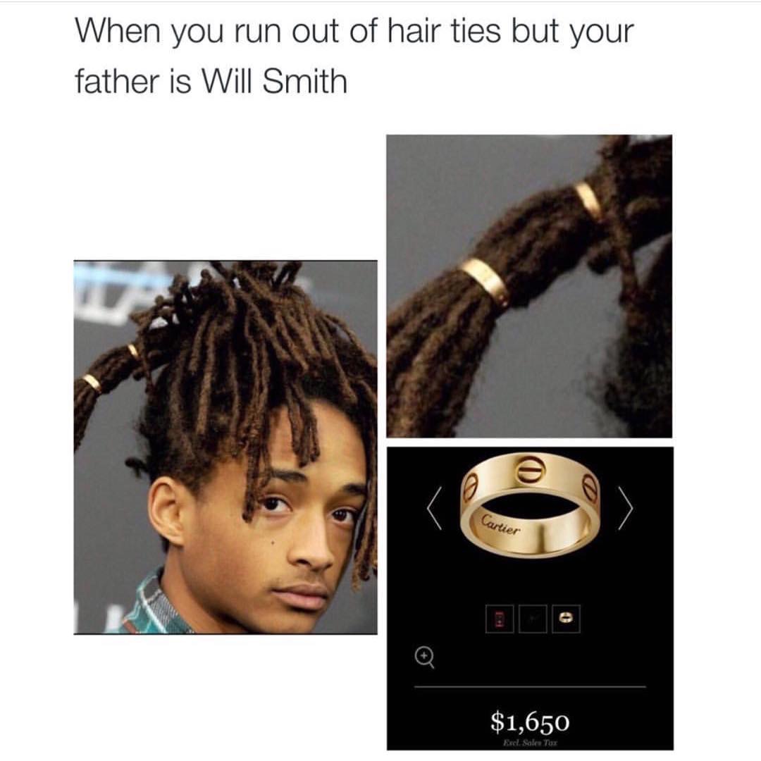 your dad is will smith - When you run out of hair ties but your father is Will Smith Cartier $1,650 Enel Sale Tor