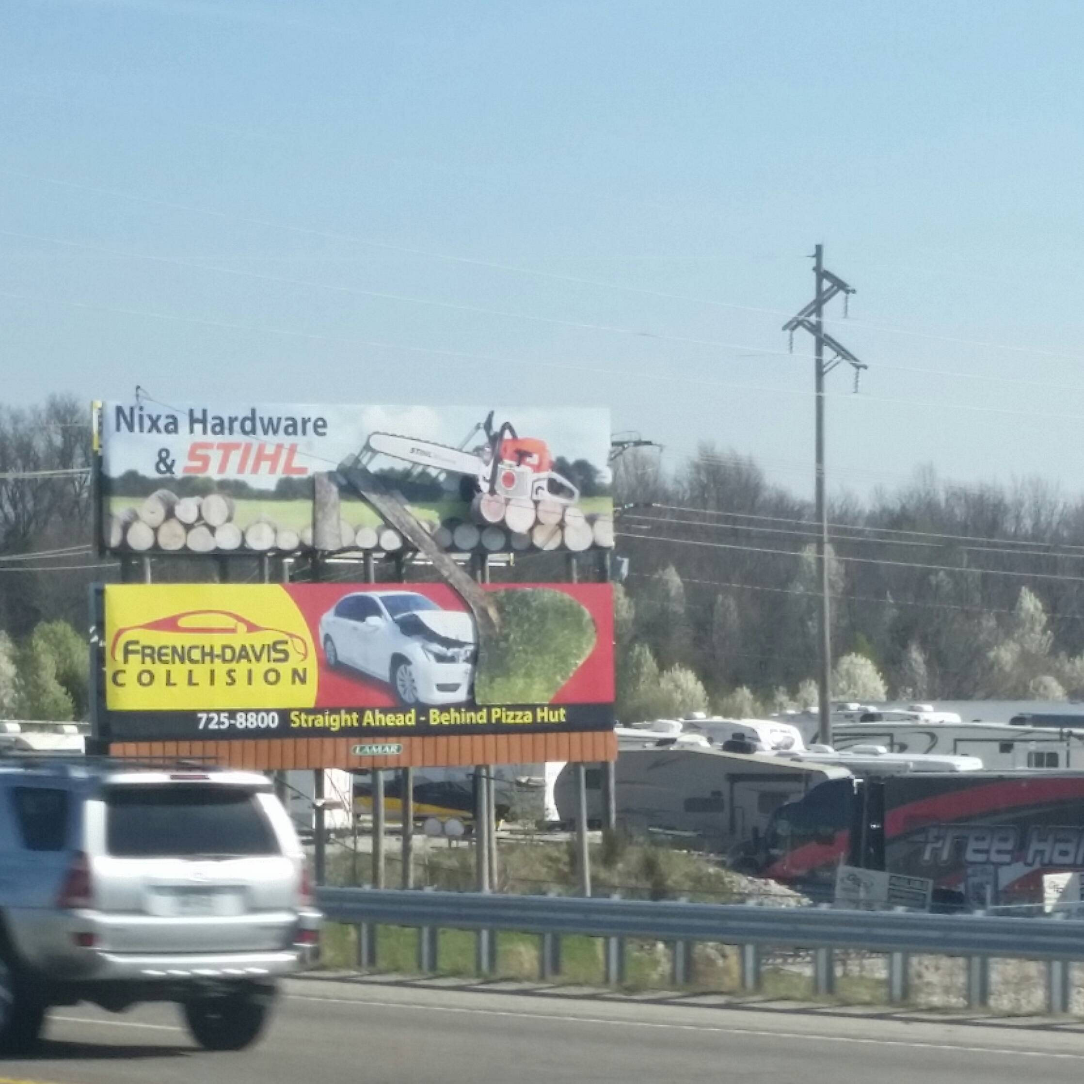 The way these two local businesses combined their billboards.