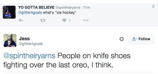 web page - Yo Gotta Believe . 11m what's "ice hockey" Jess People on knife shoes fighting over the last oreo, I think.