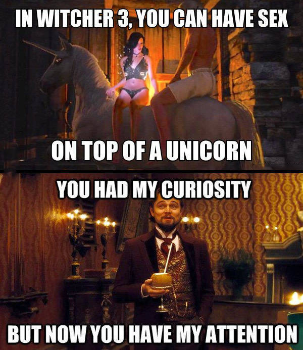 witcher 3 unicorn meme - In Witcher 3, You Can Have Sex On Top Of A Unicorn You Had My Curiosity But Now You Have My Attention
