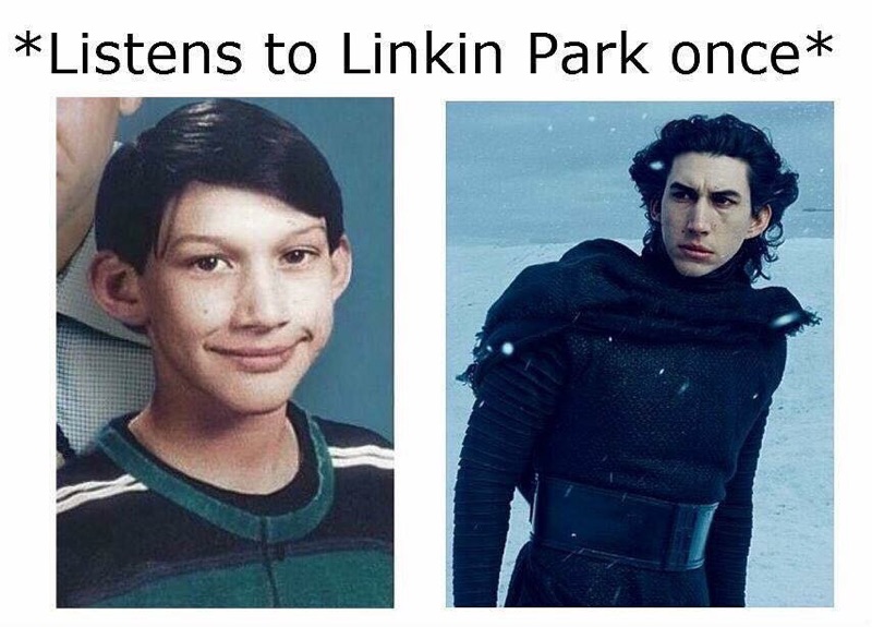 kylo ren emo meme - Listens to Linkin Park once