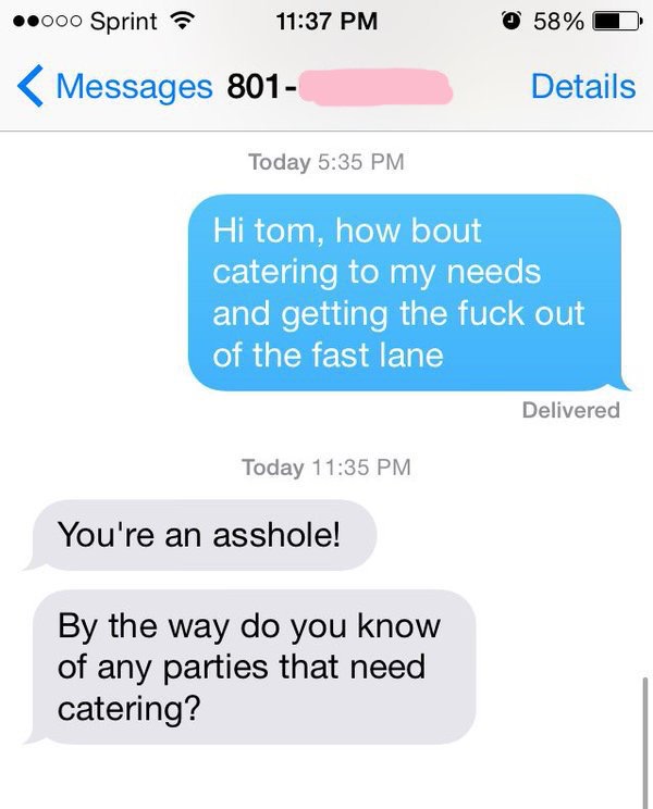 Asshole Driver Gets Rekt Via Text Message
