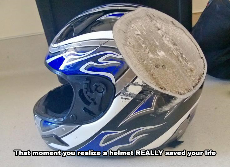 motorcycle helmet - That moment you realize a helmet Really saved your life