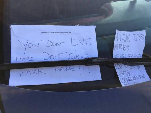 neighbour parking wars - neum to Po Box 10 W Tva You Don'T Live Here Dont Fucking Park Heretit Nice To Meet Vamoa Neighbcor