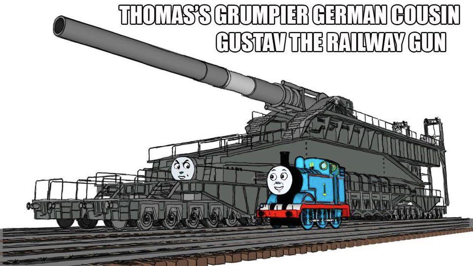 gustav the railway gun thomas - Thomas'S Grumpier German Cousin Gustav The Railway Gun