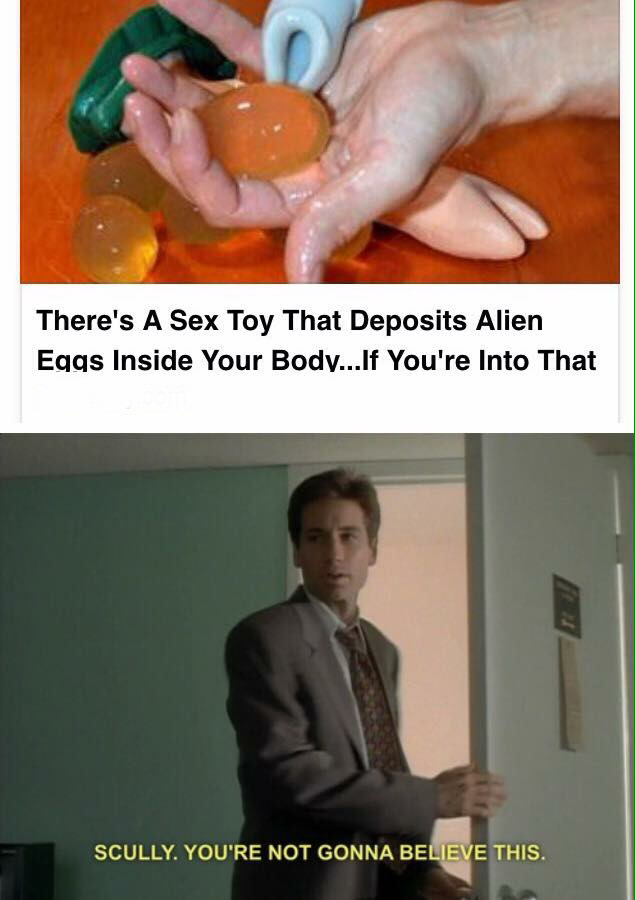 not scientifically possible meme - There's A Sex Toy That Deposits Alien Eggs Inside Your Body...If You're Into That Scully. You'Re Not Gonna Believe This.