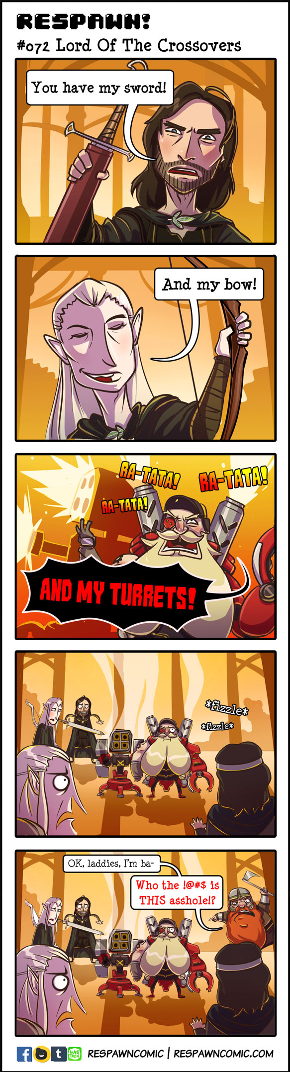 lotr torbjorn - Respawn! Lord Of The Crossovers You have my sword! And my bow! Batatao Gastatas RaTata! And My Turrets! fizzle &fizzle Ok, laddies, I'm ba Who the !@#$ is This asshole!? fot Respawncomic | Respawncomic.Com