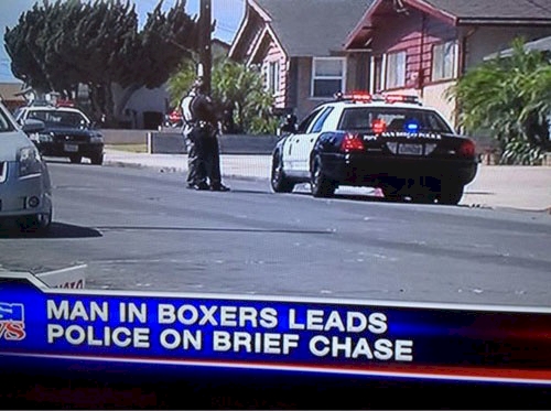 man in boxers leads police on brief chase - Man In Boxers Leads Police On Brief Chase