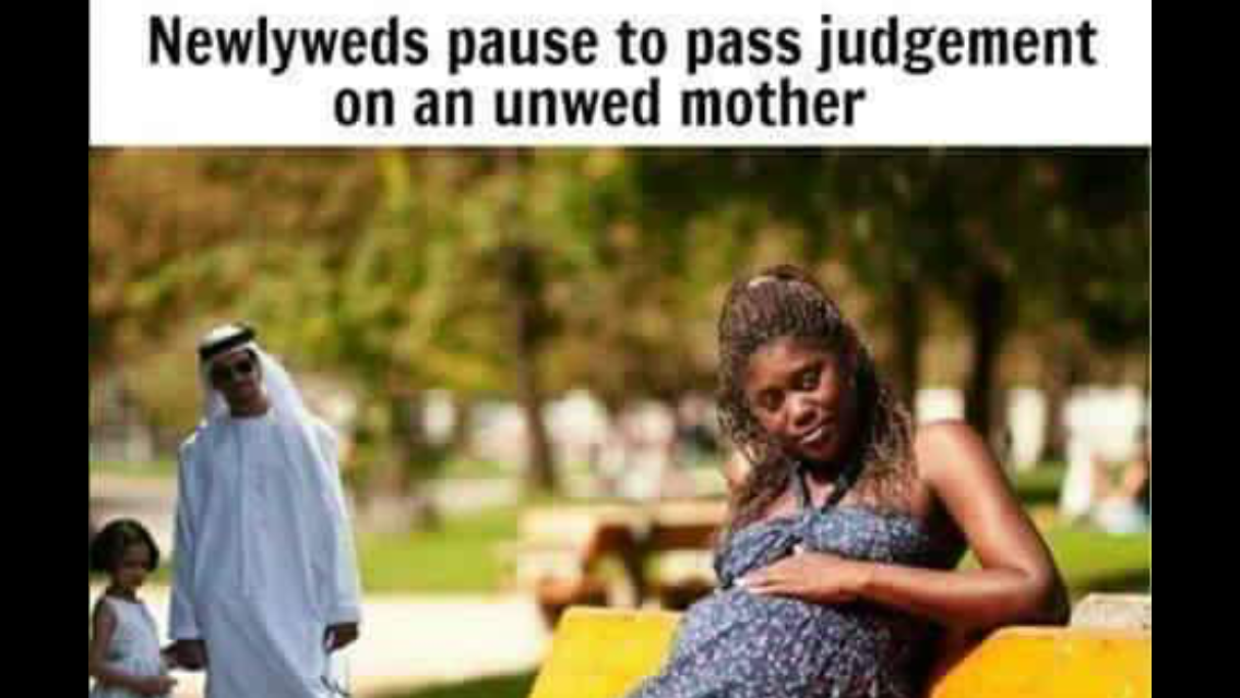 Pregnancy - Newlyweds pause to pass judgement on an unwed mother