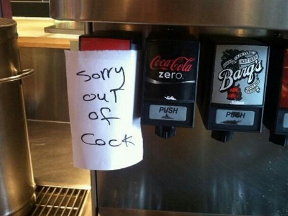 sorry out of cock - Coca Cola zero. Bay Sorry ouT of Push Ph Cock