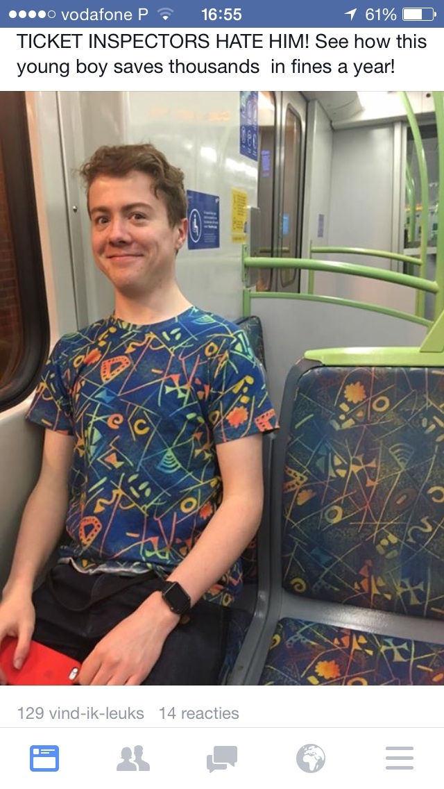 shirt matches bus seat - .... vodafone P 1 61% 0 Ticket Inspectors Hate Him! See how this young boy saves thousands in fines a year! ai 129 vindikleuks 14 reacties