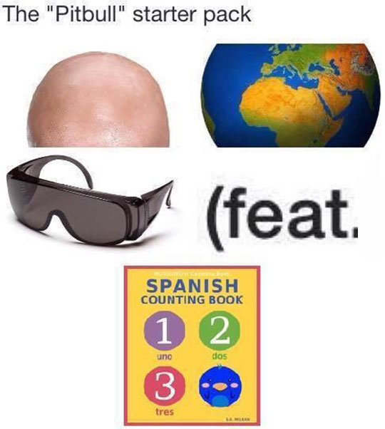 pitbull starter pack meme - The "Pitbull" starter pack feat. Spanish Counting Book ung dos 1 2 3 ... tres