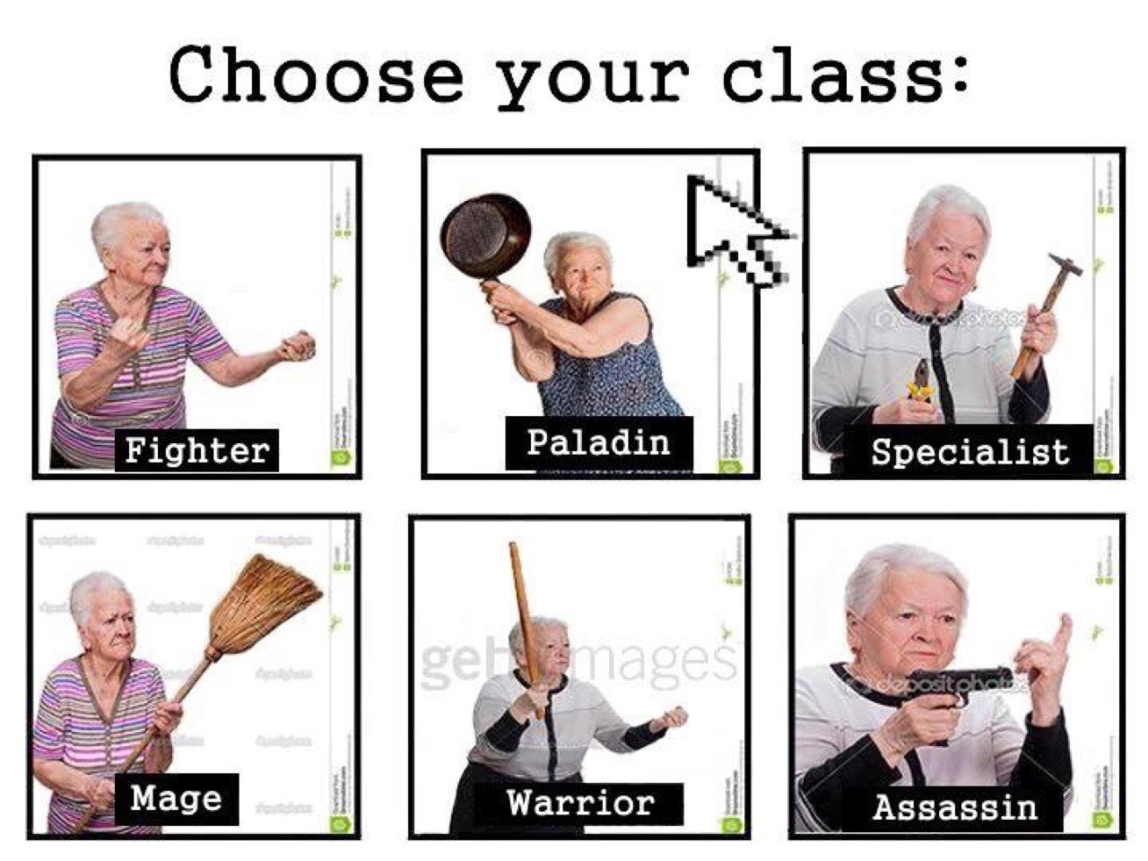 memes - funny choose your class - Choose your class Doc Fighter Paladin Specialist ge Images Mage Warrior Assassin