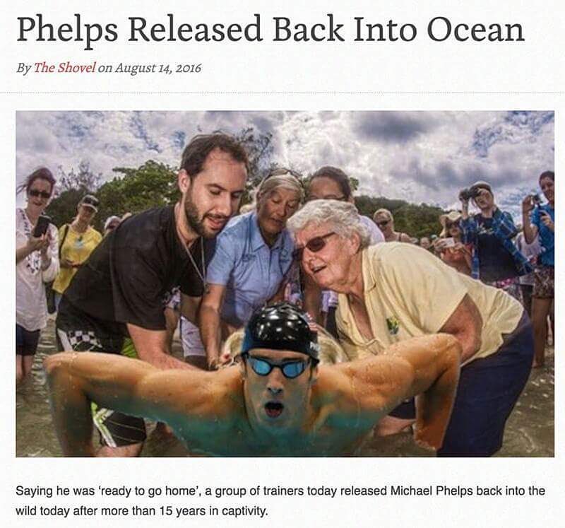memes - michael phelps dank memes - Phelps Released Back Into Ocean By The Shovel on Saying he was 'ready to go home', a group of trainers today released Michael Phelps back into the wild today after more than 15 years in captivity.