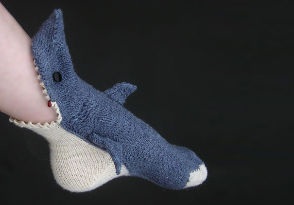 funny picture of a shark sock