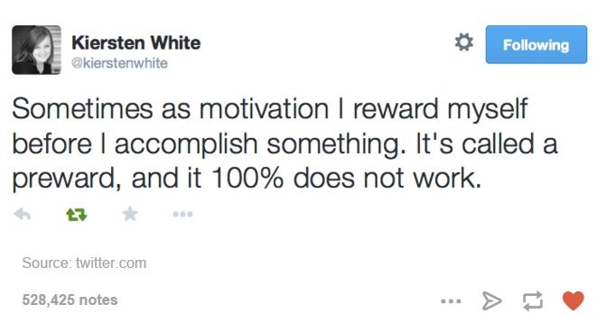 funny tweet about using a prereward and it totally doesn't work