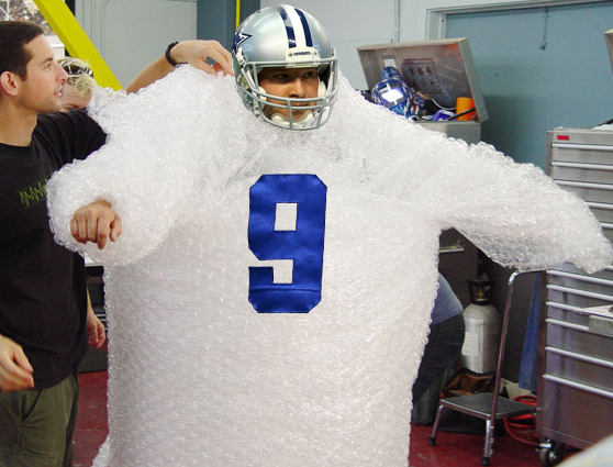 funny picture of a football player layered with bubble wrap