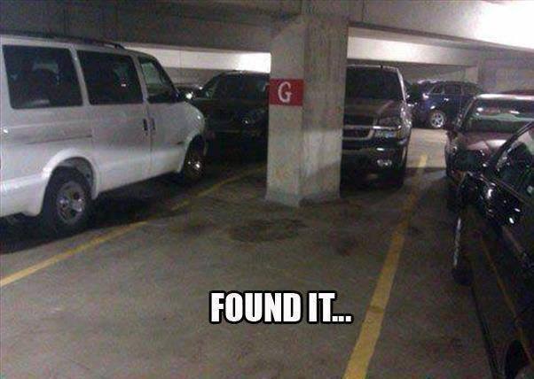 Parking spot marked as G with caption joking that they have finally found the g spot