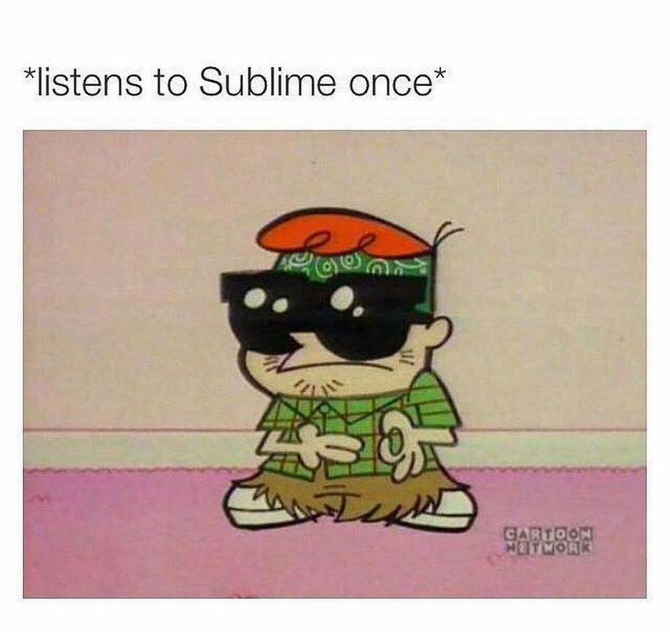 Meme about how people are after listening to sublime once