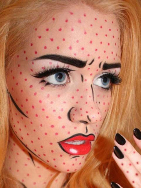 Cool picture of make up on a woman made to look like she is a cartoon drawing