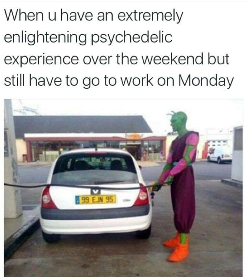 psychedelic experience meme - When u have an extremely enlightening psychedelic experience over the weekend but still have to go to work on Monday 99 Ejn 95