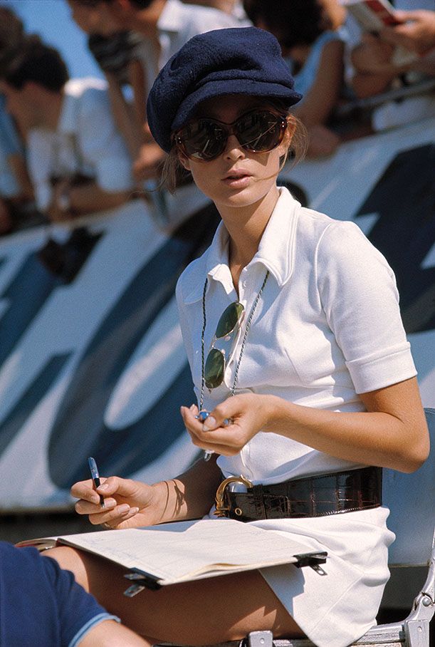 Nina Rindt timing laps for her husband, F1 driver Jochen Rindt, 1965.