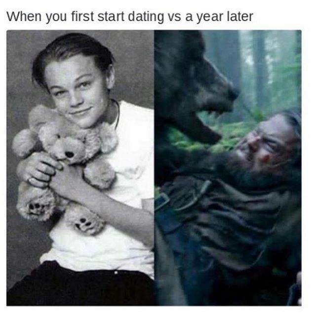 leonardo dicaprio teddy bear - When you first start dating vs a year later