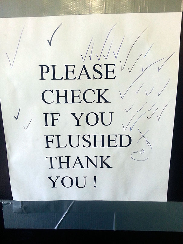 best passive aggressive notes - Please Check V If You Flushed X Thank You!