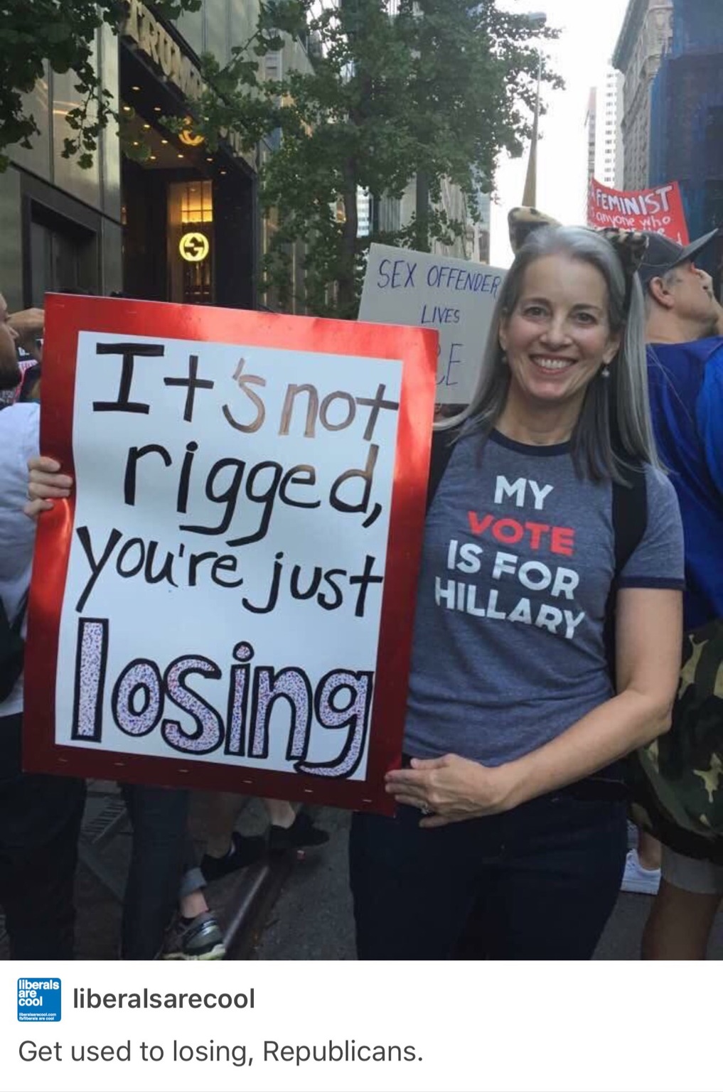 it's not rigged you re just losing - Feminist Reviso Sex Offender Lives It's not My rigged, you're just Heltor Vote Is For Hillary losing liberals het liberalsarecool Get used to losing, Republicans.